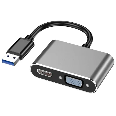 Wholesale USB 3.0 5Gbps 2-in-1 USB to HDTV/VGA Converter 4K 1080p Resolution PVC Jacket Monitor Hub for TV Laptop