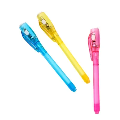 Creative UV Lamp Pen Fun Colorless Mark Magic Invisible Highlighter Oblique Brush Tip Set