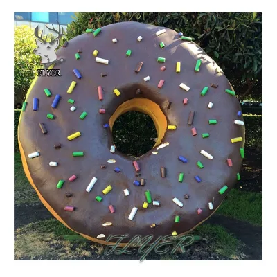 Hand Made Giant Food Model Fiberglass Donut Statue for Outdoor Shop Decoration