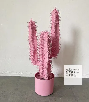 Colorful Realistic Fiberglass Artificial Pink and Yellow Plants Festive Christmas Style
