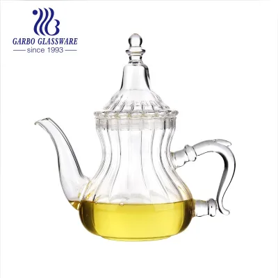 Popular Morocco Arabic Glass Tea Coffee Pot High Borosilicate Heat Resistant Teapot Clear 600-700ml Glass Tea Pot Tea Kettle