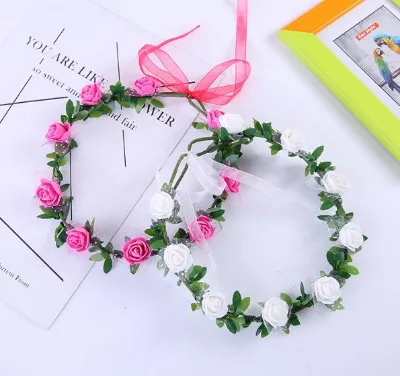 Cheap Wholesale Party Crown Flower Headband Hair Wreath Hairband Garlands Women Halloween Christmas Wreath Headband