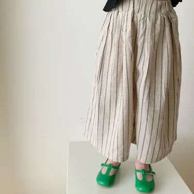 Korean Children's Wear 2024 Summer Boys and Girls for Children Fashion Striped Nine-point Pants Style Loose Pants for Children
