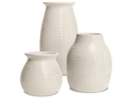 Ceramic Flower Vases Rustic Home Decor, Modern Farmhouse Decorations - Ceramic Vase for Fireplace Decor - Vases for Flowers
