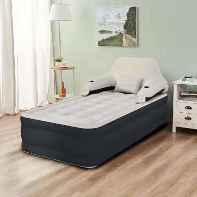 Twin Size Air Mattress InflatableAir Bed with Detachable Backrest & Cup Holders