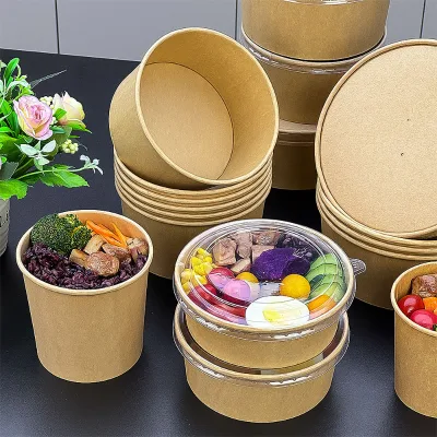 Friendly Kraft Lunch Box Kraft Disposable Salad Container Hygienic Kraft Takeaway Soup Box Reliable Kraft Noodle Box