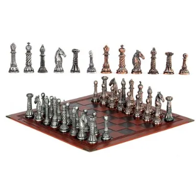 Classic Roman Columns Theme Metal Chess Set