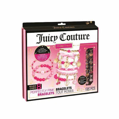 Kids Makeup Kit Pink Crystal Beaded Bracelet Pendant Gift Box DIY Plastic Jewelry for Girls and Kids Metal Real-Life Accessories for Children