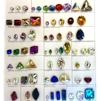 Direct Factory Wholesale High Quality Flatback Sew-On Shaped Rhinestones for Clothing Shoes Multiple Sizes Colorful Fancy Shaped
