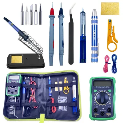 18 in 1 Adjustable Temperature Soldering Iron Kit 60W Electric Soldering Tool Durable Kit for Various Applications