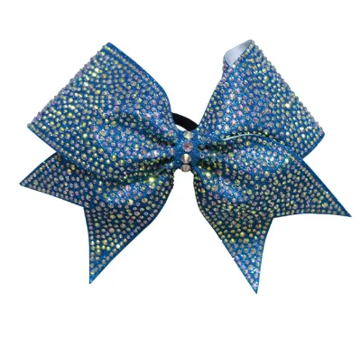 Wholesale Cheer Bows Package: Iron-On Rhinestone Strips + Orange/Green Custom Bows + Storage Holder Cheerleading Bows