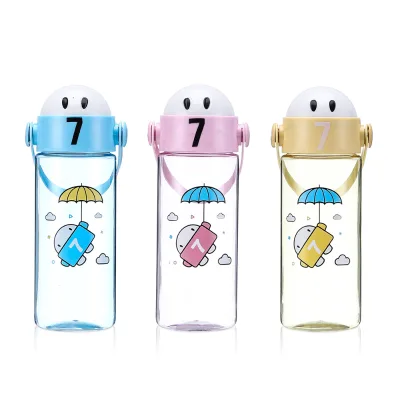 Plastic wide mouth kids cartoon robot water bottle