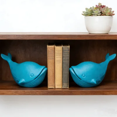 Cast Iron Dolphin Bookends Bookshelf Ornaments Study Desktop Decorations Book-end Bookcase Books Support Holder