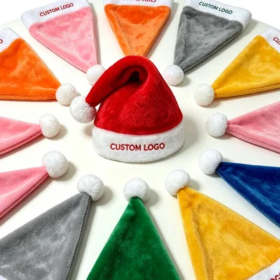 Event Promotion Bulk Christmas Hats Corporate Logo Breathable Soft Top Rated Christmas Hats