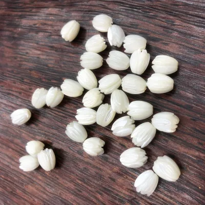 7x10mm Carved Orchid Shell Beads - Jewelry Findings Bulk Wholesale