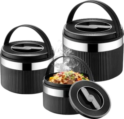 Portable Classic Large-Capacity Stainless Steel Insulated 3/4-Piece Commercial Food Carrier Pot Set Dishwasher Safe Eco-Friendly