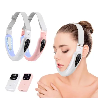 Remote Control Model EMS Microcurrent Colored Light V-face Massager with Patch Pulse Facial Massage Device for Firming the Face