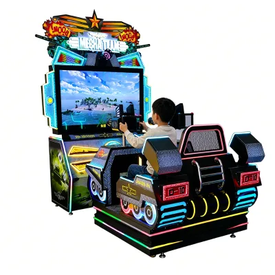 Children Riding Virtual Tank Simulator Arcade Gun Game 2 Person Seats 500W 110/220V Custom Logo Lighting Metal Motion Sensing