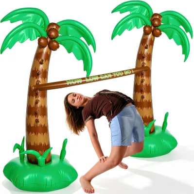 75In Eco-friendly PVC Inflatable Palm Tree Limbo Game Set Leak-proof Outdoor Toys Summer Beach Pool Birthday Party Activities