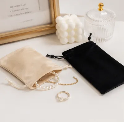 Eco-Friendly Recyclable Velvet Jewelry Bag with Printing for Gift