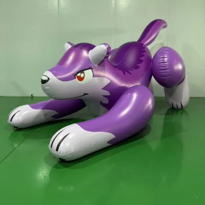 Purple Inflatable Wolf Dog Model Thickened PVC Material Creative Decoration Prop for Furry