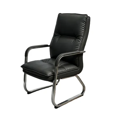 Luxury Padded Black Leather Executive Office Chair Modern Boss Guest Chair for Commercial Meeting Room and Home Study Offices