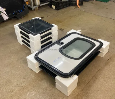 RV Camper Access Door with Integrated Roller Shade and Fly Screen Window Lockable Caravan Entry Door