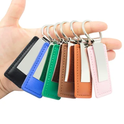 Wholesale Bulk Custom Logo Genuine Saffiano Leather Keychain Customized Car Keychain Genuine Leather Bulk Leather Keychain