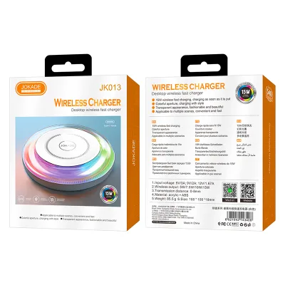 Wireless Fast Charger 15W Color Light Design Transparent Style Factory Direct Sale Perfect for Home Use, Office, Bedroom, Travel