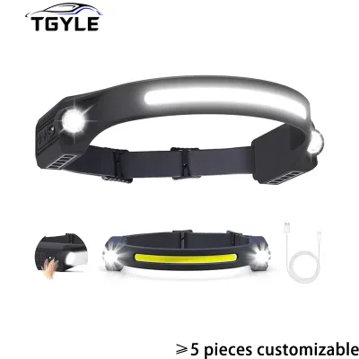 Rechargeable LED Headlamps for Adults 230° Wide Beam with Motion Sensor Bright Head Lights Forehead Headlight (5Mode)