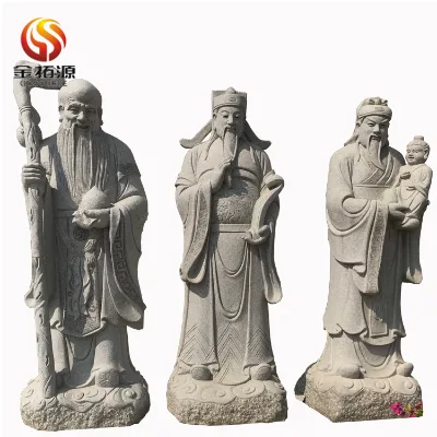 Fu Lu Shou Happiness, Luck and Longevity Gods Stone Statue