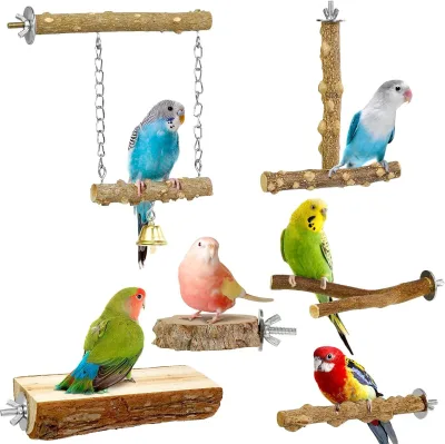 6-piece Natural Wooden Birdhouse Accessories