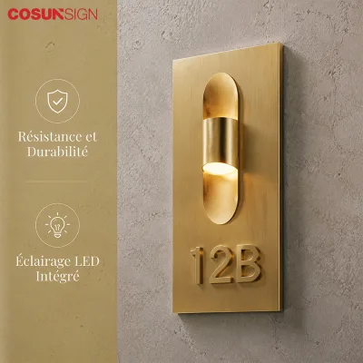 Custom Hotel Door Number Plaque Modern Illuminated Room Name Sign for France Hotel Apartment Project