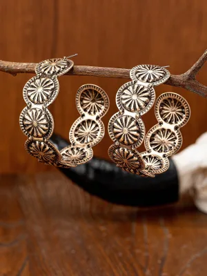 Western Classic Conch Style Oversized Metal Hoop Earrings Trendy Animal-Shaped Drop Earrings for Women Southwest Cowgirl Style