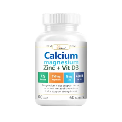 Kids & Adult Calcium Magnesium Zinc + Vitamin D3 Tablets -Supports Metabolic Functions & Strong Bones, 60 Tablets