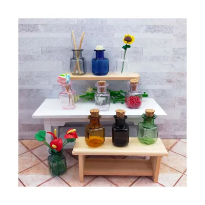 Miniature Doll House 1:12 Square Glass Bottle with Multiple Colors 17x22mm Size DIY Doll House Accessories