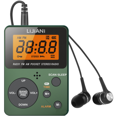 FM AM Pocket Radio Stereo Alarm Sleep Function LCD Screen Two Band Radios Small Gifts