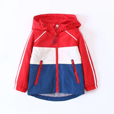 New 2017 Children's Plain Color Combination No Inner Lining Fabric Hoodie Jackets With Zippers