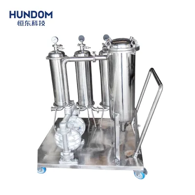 Movable Industrial Multiple Stage Stainless Steel Bag Filter Housing Machine/for Juice Beer Wine Milk Oil