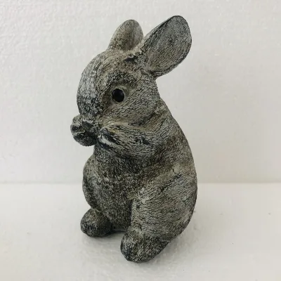 Rabbit Statue Resin Easter Bunny With Grey Color Funny Cute Animal Figurine Crafts and Gifts