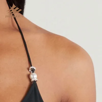 High Quality Shiny Diamond Big Hole Strap Connector Pearl Diamond Bra Buckles