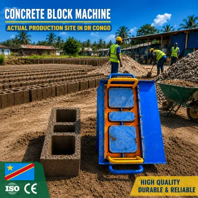 Electric Manual Concrete Hollow Block Parpaing Brick Making Machine Home Use Portable Cement Paver Mould for DRC Construction