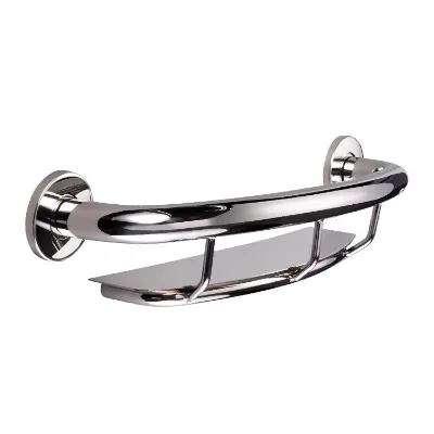 Manufacturer 2-in-1 Stainless Steel 304 Safety Armrest Handles Grab Bar with Shampoo Shelf Storage Shelf