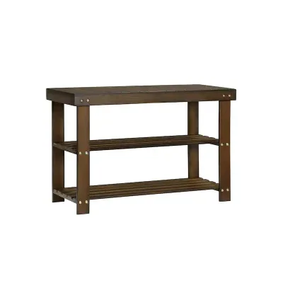 Bamboo Shoe Bench, 2-Tier Shoe Rack, Stable Shoe Organizer for Entryway, Living Room, Bedroom, Storage Shelf