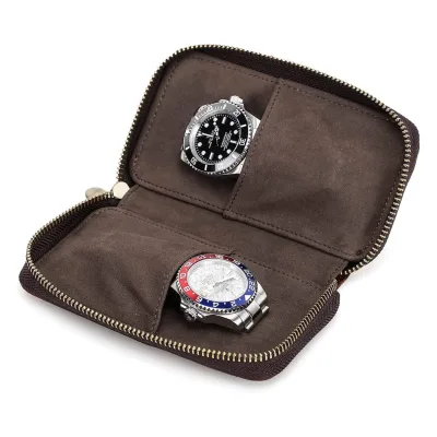 Custom Zipper Watch Bracelet Storage Case Portable Travel Watch Pouch Leather Watch Bag