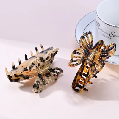 Fashion Butterfly Diamond Sparkle Hair Claw Clips Acrylic Acetate Hair Decoration Claw Clips for Women and Girls