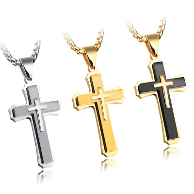 Stainless Steel Sterling Silver Crucifix Jesus Religious Cross Pendants Necklace