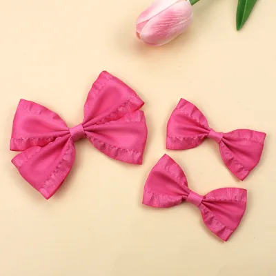Ribbons Customized Polyester Hair Bow With Clip Taffeta Fabric Bow Hairgrip