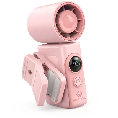High Quality Wholesale Custom Foldable Clip-On Portable Fan with USB Rechargeable Mini LED Display 360 Rotating Detachable Clip