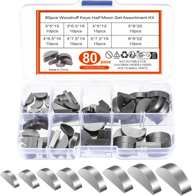 80PCS 100PCS Semi-circular Key Spring Wedge Combination Set New Moon Key for Flywheel Pulley